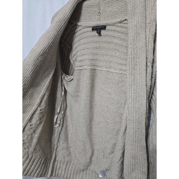 Banana Republic Women’s Medium Beige Cable Knit Open Front Cardigan Sweater - Picture 4 of 10